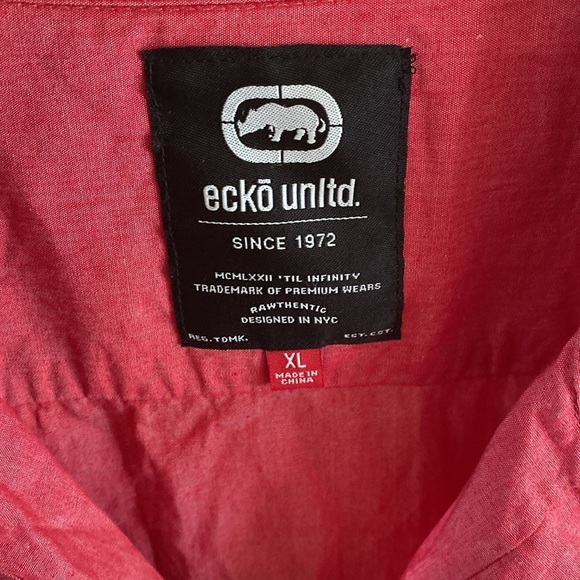 ecko unltd Red Button Down Short Sleeve Shirt Size XL - Picture 2 of 6
